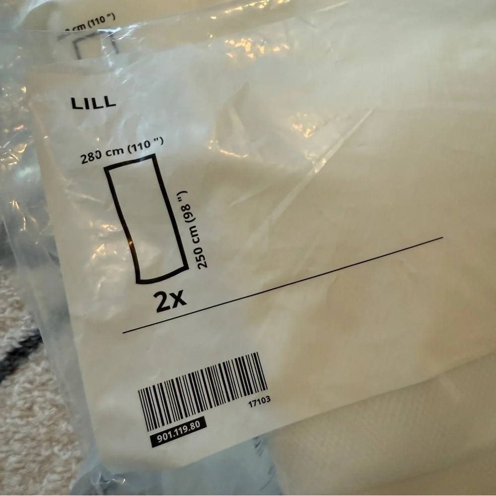 IKEA Lill white sheer curtains 98”
